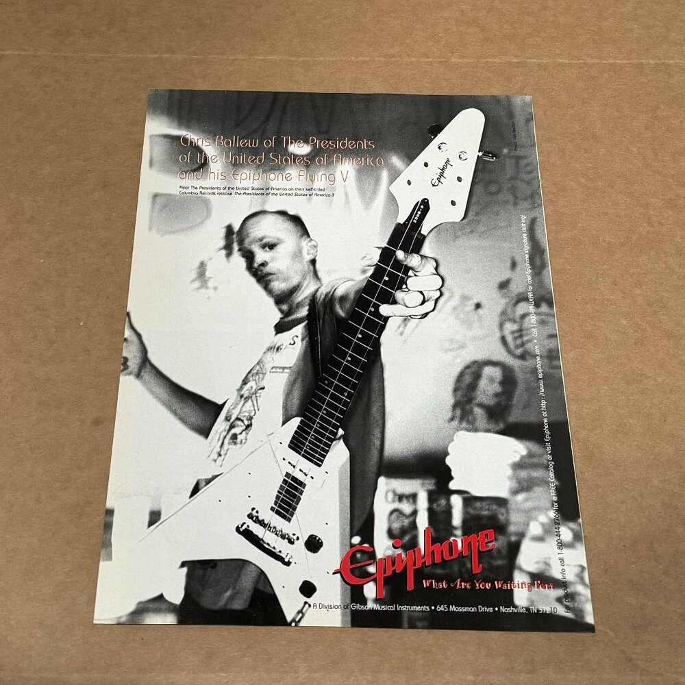 Chris Ballew of The Presidents of the USA - Epiphone Guitars - 1997 Print Ad